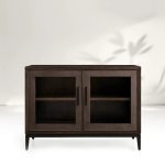 Malone Wood Sideboard Buffet Storage Cabinet With Two-Door Glass - Image 7