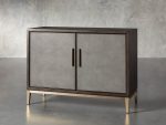 Malone Two-Door Wood Buffet Cabinet Sideboard With Leather Accents - Image 2