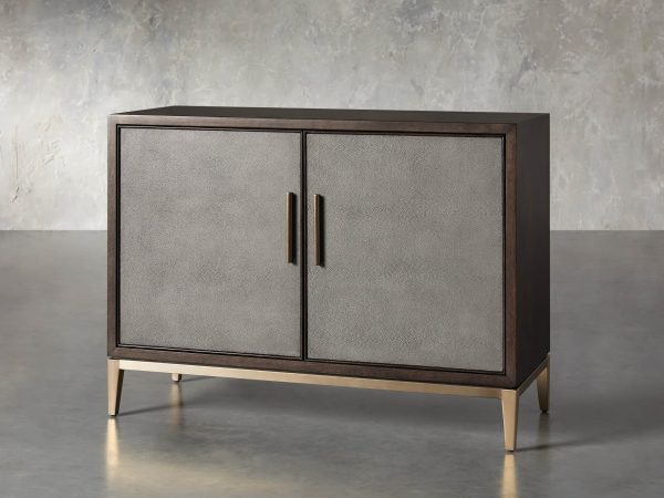 Malone Two-Door Wood Buffet Cabinet Sideboard With Leather Accents - Image 2