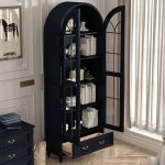 Hattie II Glass tall Display Cabinet Wood Classical European Design - Image 2
