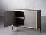 Malone Two-Door Wood Buffet Cabinet Sideboard With Leather Accents - Image 3