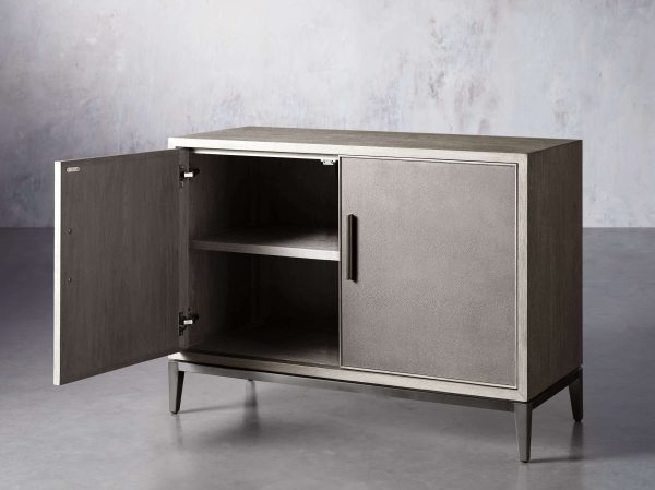 Malone Two-Door Wood Buffet Cabinet Sideboard With Leather Accents - Image 3