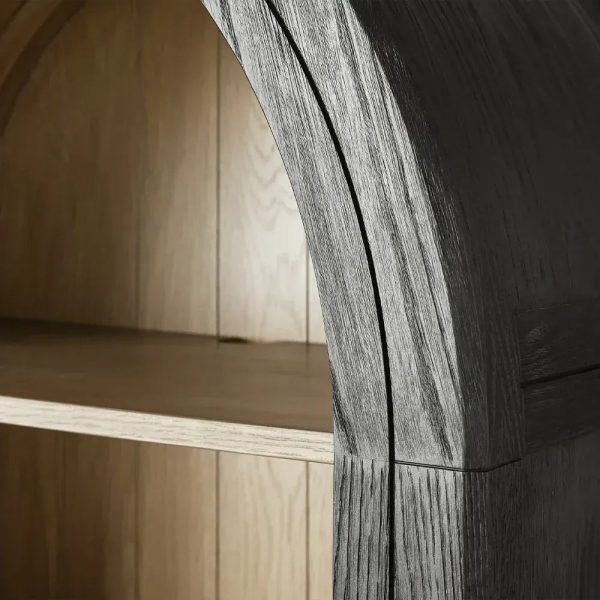 Hattie Solid Oak Open Bookcase Arch-Inspired Design Display Cabinets - Image 7