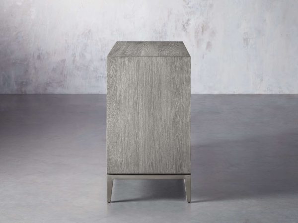 Malone Two-Door Wood Buffet Cabinet Sideboard With Leather Accents - Image 4