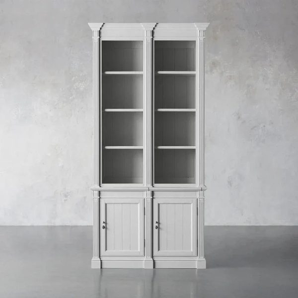 Athens Three Row Bookcase Handcrafted Wood Display Cabinet - Image 9