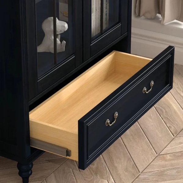 Hattie II Glass tall Display Cabinet Wood Classical European Design - Image 6