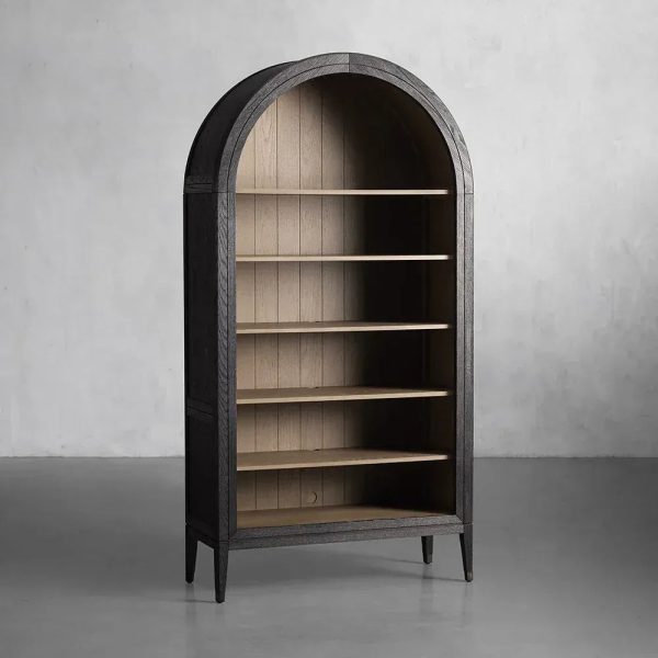 Hattie Solid Oak Open Bookcase Arch-Inspired Design Display Cabinets - Image 4