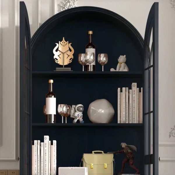 Hattie II Glass tall Display Cabinet Wood Classical European Design - Image 4