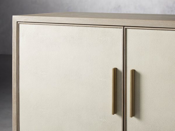 Malone Two-Door Wood Buffet Cabinet Sideboard With Leather Accents - Image 5