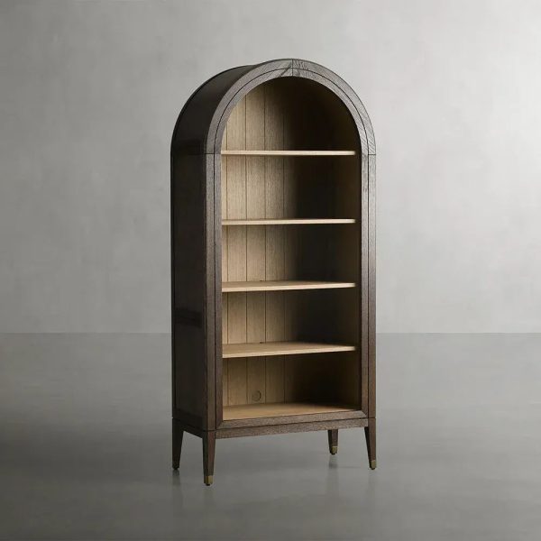Hattie Solid Oak Open Bookcase Arch-Inspired Design Display Cabinets - Image 8