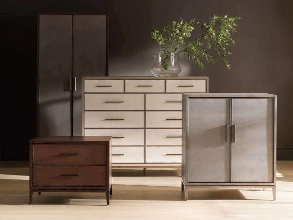 Malone Solid Wood Double Door Tall Cabinet With Leather Detailing - Image 2