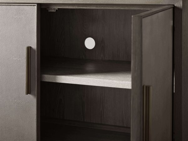 Malone Two-Door Wood Buffet Cabinet Sideboard With Leather Accents - Image 7