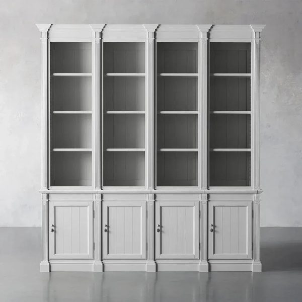 Athens Three Row Bookcase Handcrafted Wood Display Cabinet - Image 10