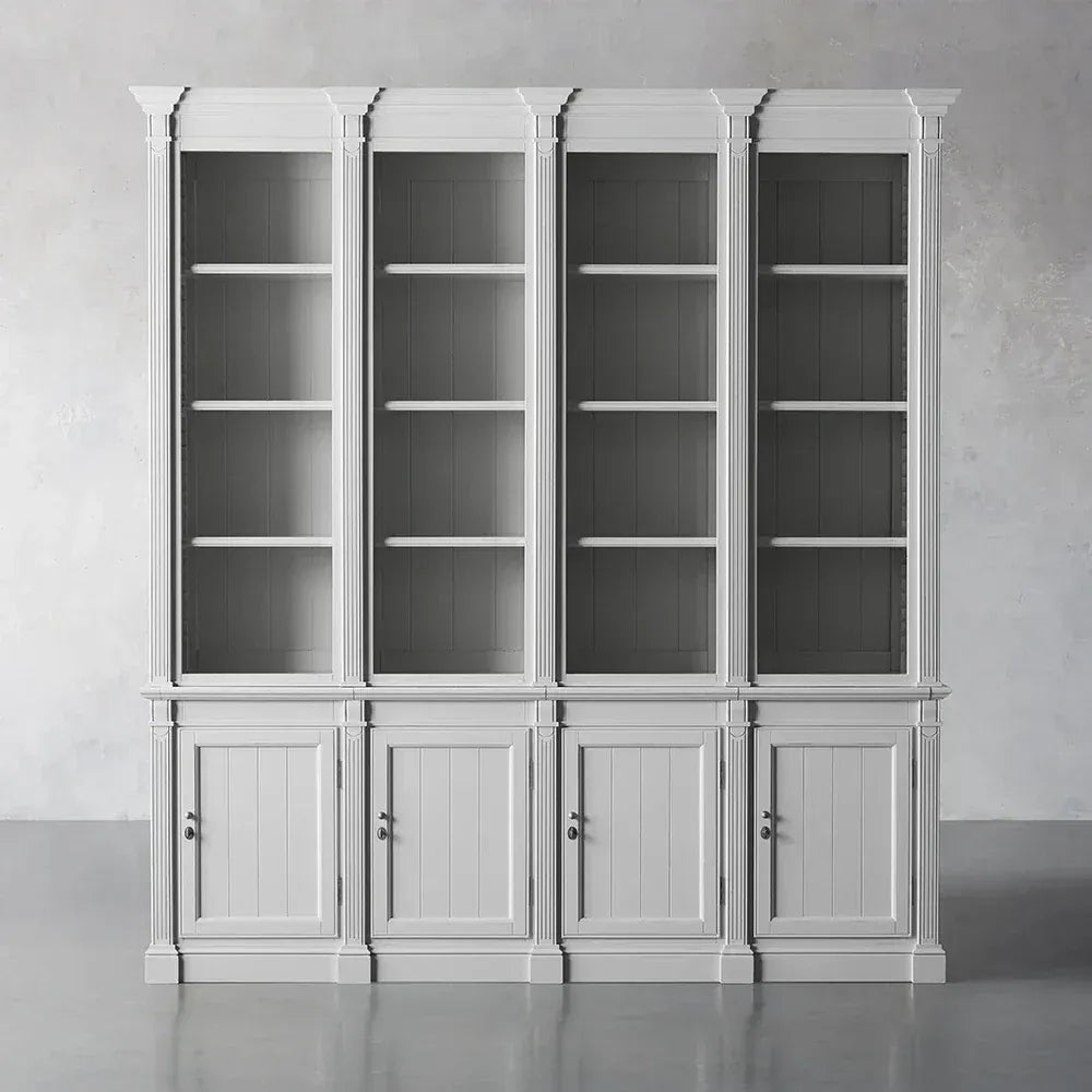 imgi_58_Athens-Modular-Narrow-Bookcase-HG-21_4a30bcf8-4f3d-42b2-9d35-cb2fbbf9fd42.jpg Athens Four Row Bookcase Large Wood Display Cabinet with Adjustable Shelves - Image 1