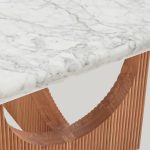 Elliot Carrara Marble Top Dining Table Rectangular White Stone Dining Table with Solid Oak Base - Image 4