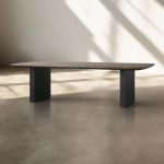 San Germani Espresso Stone Top Coffee Table 72" Center Tea Table with Clement Base - Image 8