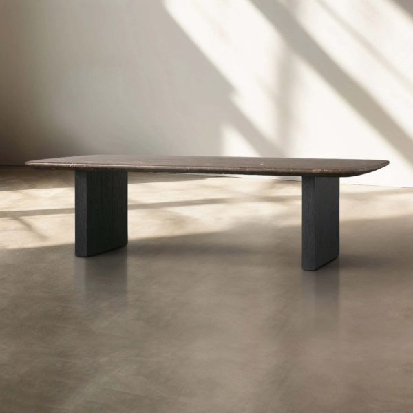 San Germani Espresso Stone Top Coffee Table 72" Center Tea Table with Clement Base - Image 8