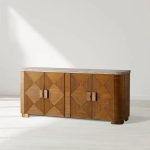 Grey Emperador marble Kensley Sideboard Wood Buffets Cabinet - Image 2