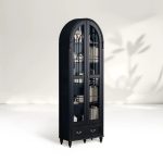 Hattie II Glass tall Display Cabinet Wood Classical European Design - Image 8