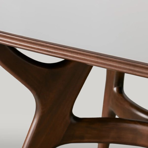Ambra Inset Glass Top Rectangle Dining Table Modern Wood Italian Design Dining Table - Image 4