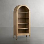 Hattie Solid Oak Open Bookcase Arch-Inspired Design Display Cabinets - Image 3