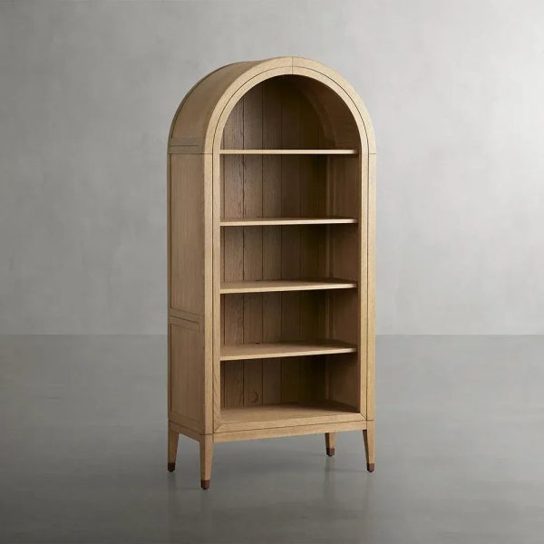 Hattie Solid Oak Open Bookcase Arch-Inspired Design Display Cabinets - Image 3