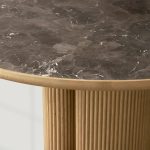 Astor Round Natural Marble Top Dining Table Oak Wood Base - Image 3
