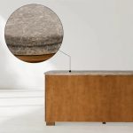 Grey Emperador marble Kensley Sideboard Wood Buffets Cabinet - Image 4