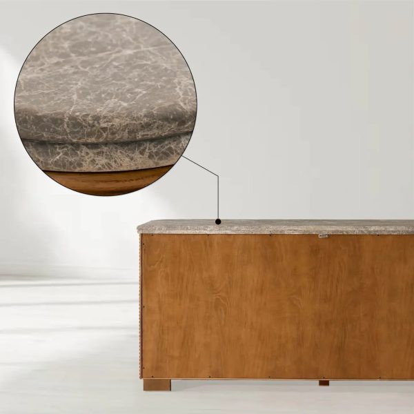 Grey Emperador marble Kensley Sideboard Wood Buffets Cabinet - Image 4