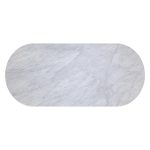 Panoso White Oval Dining Table Carrara Marble Top with Wood Base - Image 7