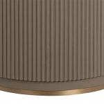 Canodi Polished Cream Marble Stone Top Dining Table with Wood Fluted Base - Image 5