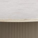 Canodi Polished Cream Marble Stone Top Dining Table with Wood Fluted Base - Image 6