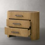 Astor Closed Wood Nightside table Nightstand Marble Top bedside Cabinet 3-Drawer Chest - Image 2