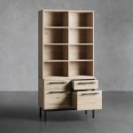 Sullivan Oak Wood Bookcase Office Storage Cabinet with File Drawer - Image 2