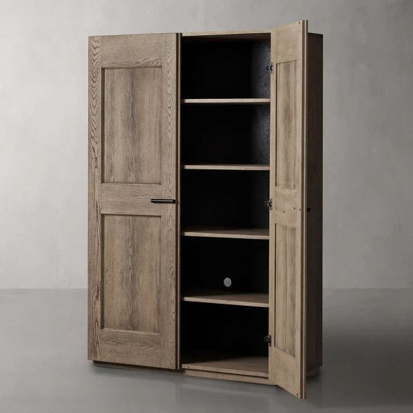 Turro Solid Oak Cabinet Rustic Living Room Tall Storage Cabinets - Image 3