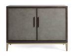 Malone Two-Door Wood Buffet Cabinet Sideboard With Leather Accents - Image 9