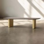 San Germani Espresso Stone Top Coffee Table 72" Center Tea Table with Clement Base - Image 9