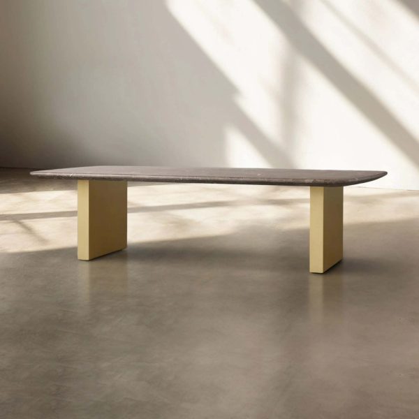 San Germani Espresso Stone Top Coffee Table 72" Center Tea Table with Clement Base - Image 9