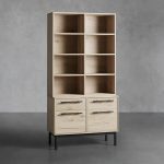 Sullivan Oak Wood Bookcase Office Storage Cabinet with File Drawer - Image 3