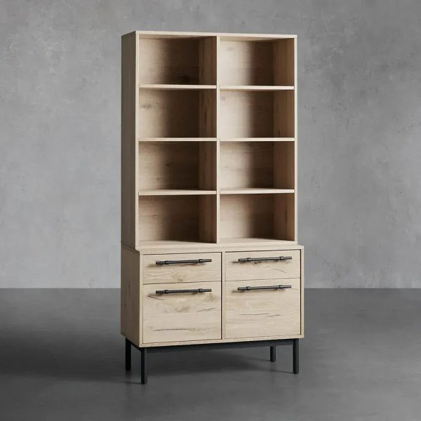 Sullivan Oak Wood Bookcase Office Storage Cabinet with File Drawer - Image 3