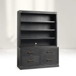 Tremont Wood Modular Bookcase Storage Cabinets with File Chest of Drawers Base - Image 3
