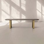 San Germani Espresso Stone Top Coffee Table 72" Center Tea Table with Clement Base - Image 3