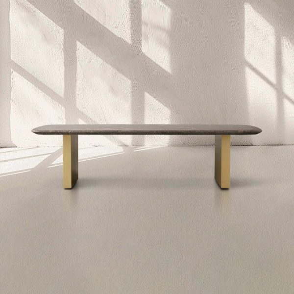 San Germani Espresso Stone Top Coffee Table 72" Center Tea Table with Clement Base - Image 3