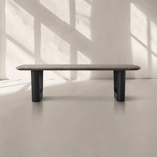 San Germani 72" Carrara marble Top Coffee Table with Rennes Metal Base - Image 4