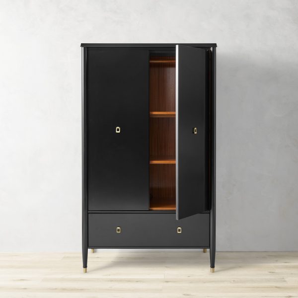 Lavenir French-Inspired Gloss Black Drawer Armoire - Image 4