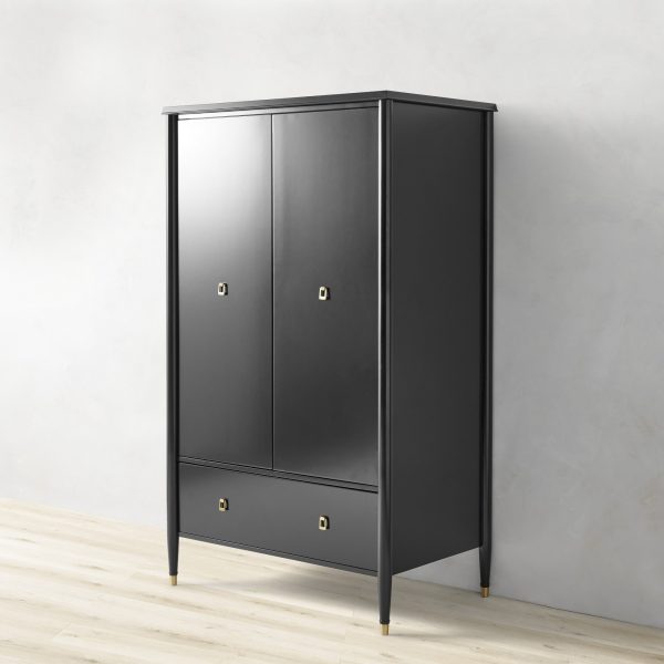Lavenir French-Inspired Gloss Black Drawer Armoire - Image 3