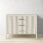 Louis 3-Drawer Fluted Nightstand Wood Bedside Storage Cabinet - Image 7