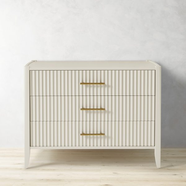 Louis 3-Drawer Fluted Nightstand Wood Bedside Storage Cabinet - Image 7