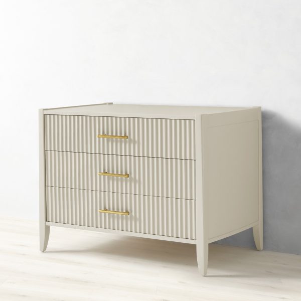 Louis 3-Drawer Fluted Nightstand Wood Bedside Storage Cabinet - Image 8