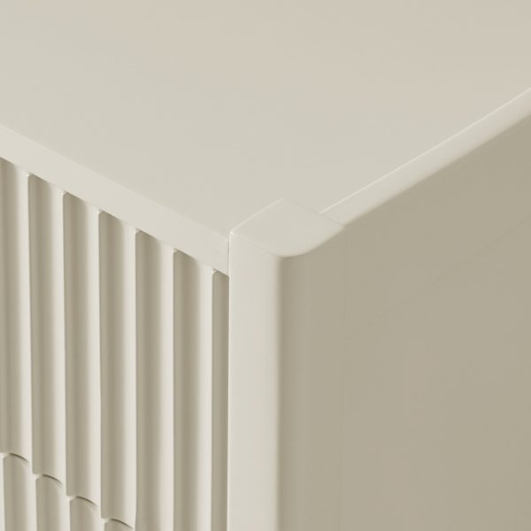 Louis 3-Drawer Fluted Nightstand Wood Bedside Storage Cabinet - Image 9